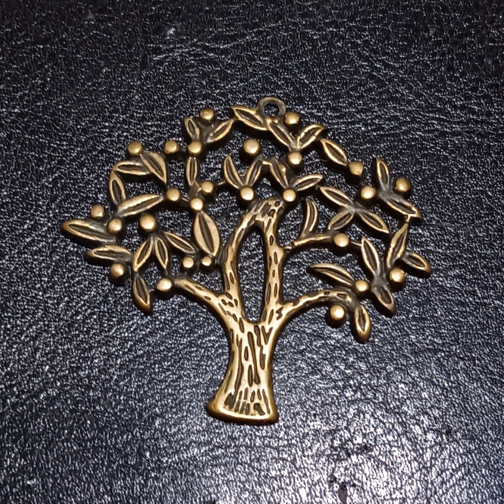 Vintage antique brass tree pendent